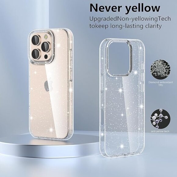 iPhone 16 Pro Max Glitter Clear Case for with Screen Protector&More! - Picture 5 of 6